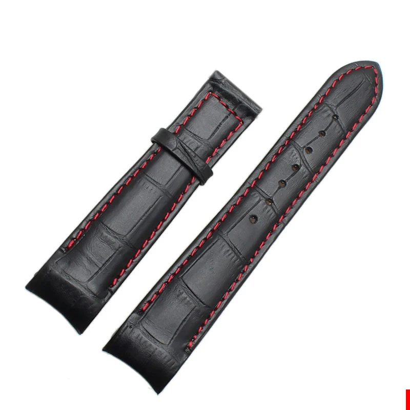 Genuine Leather Bracelet Curved End Watch Strap - Premium Adjustable Band
