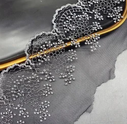 Elegant Gold and Silver Floral Venice Guipure Lace Trim - 2 Meters, 10.5cm Wide (Silver)