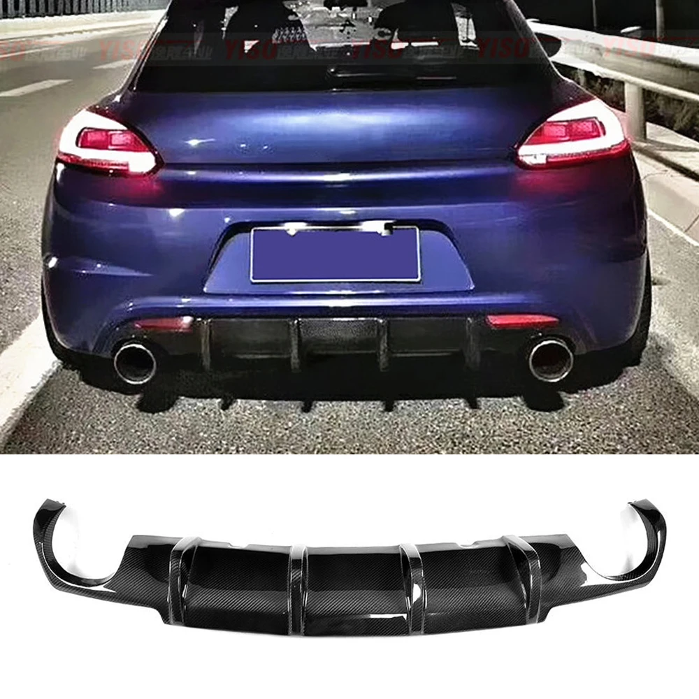 Углеродное волокно автомобиля задний спойлер диффузор для Volkswagen VW scirocco R R20 бампера 2009-2014 Черный FRP двойной выхлопной один outlet