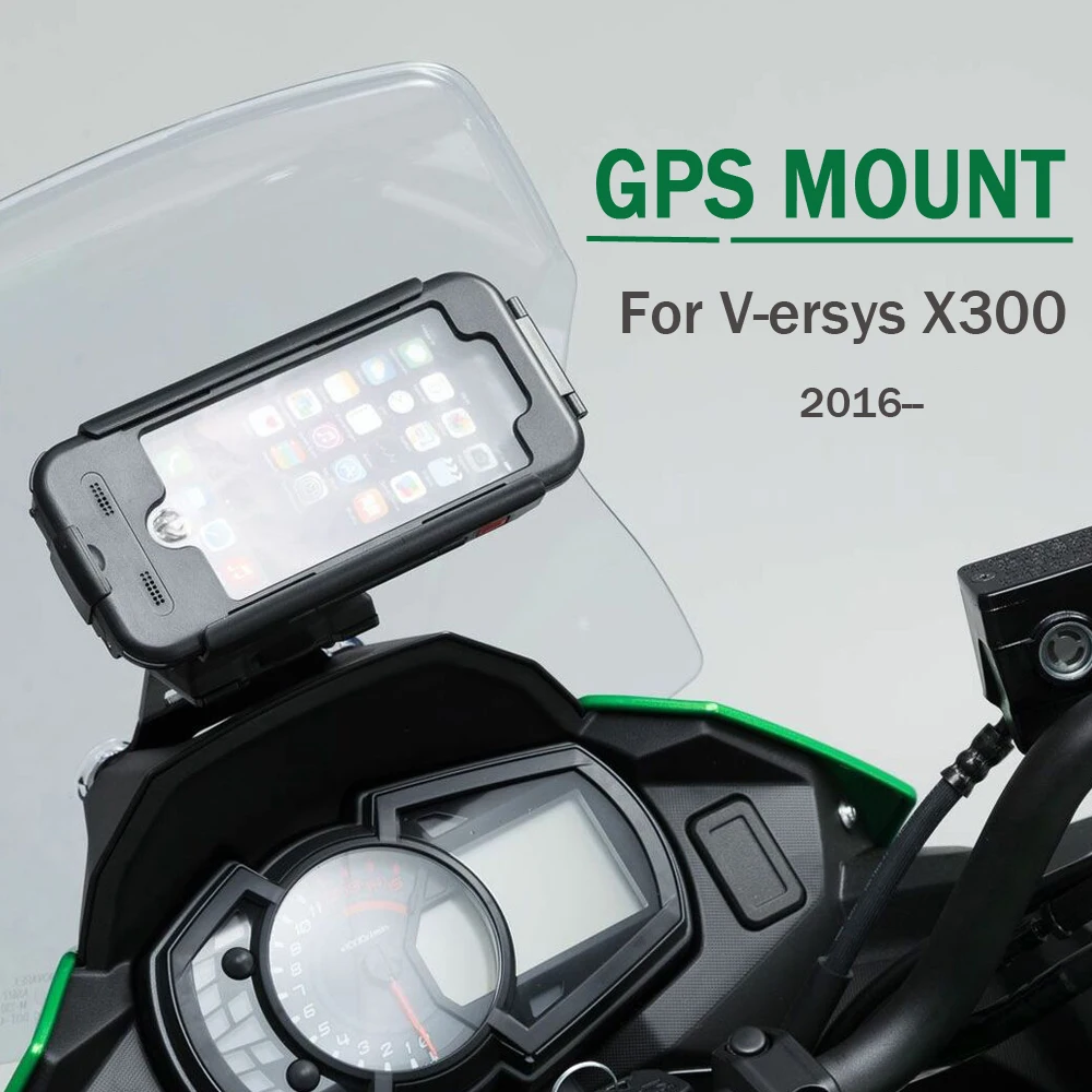 

Motorcycle Mobile Phone Holder For Kawasaki VERSYS X300 Versys X-300 Rechargeable GPS Navigator Mounting Aluminum Plastic Black