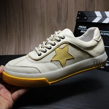 

Men 2019 Summer Breathable Shoes Sneakers Luxury Casual Retro Genuine Leather Flats Shoes Fashion White Lace Up Footwear Male