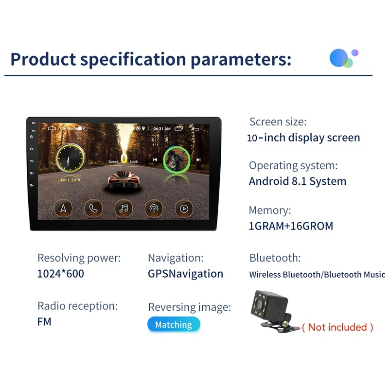 2 DIN Android 8,1 10 дюймов автомобильный радиоприемник автомобиля gps навигацией, Wi-Fi, Bluetooth Автомобильный Mp5 мультимедиа плеер(9101