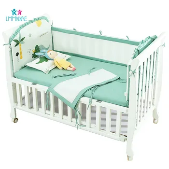 

Dinosaur Cotton Mesh Cirb Bumper Safety and Collision Bed Liner Removable and Washable with Zipper Breathable Baby Cot Bumpers