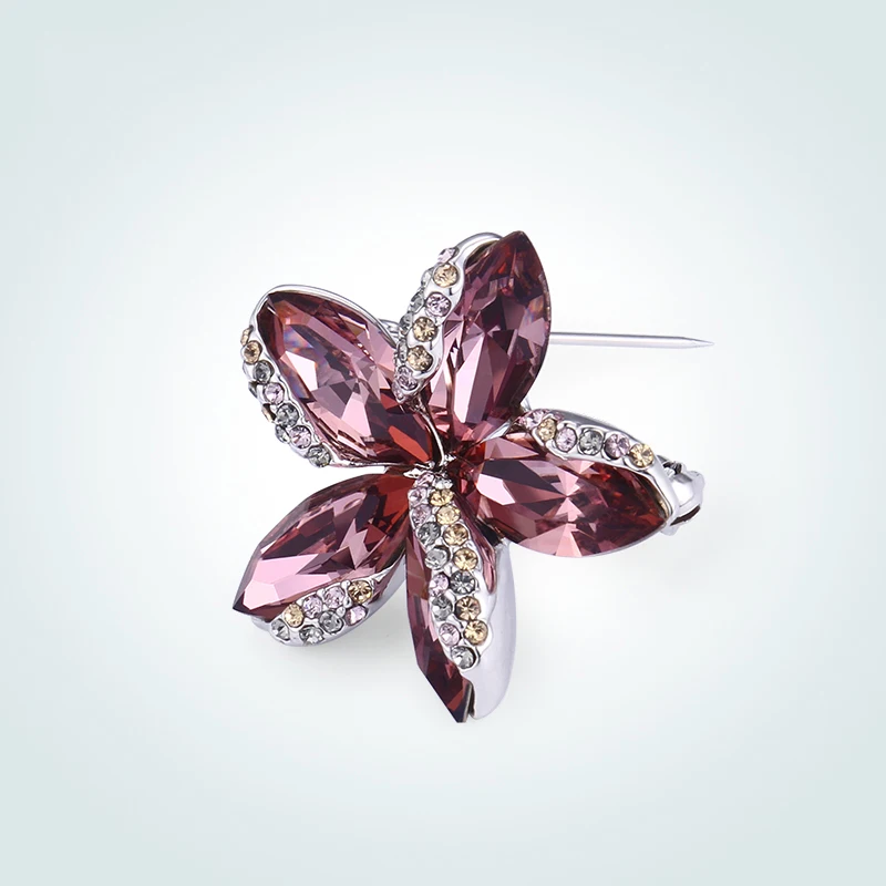 Warme Farben Crystal From Swarovski Brooch for Women Fashion Flower Brooch Suit Scarf Pins Crystal Brooches Jewelry Accessories