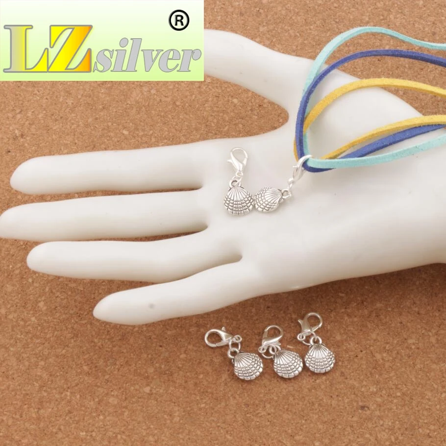 Shell Lobster Claw Clasp Charm Beads 26.8x9.9mm 100pcs zinc alloy Jewelry DIY C1175