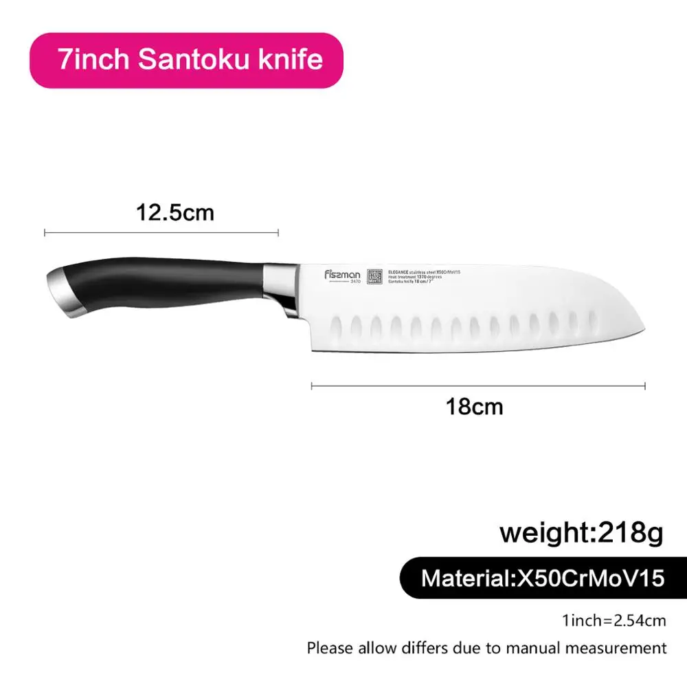 Model 2470 Нож FISSMAN Santoku ELEGANCE серия немецкий стальной кухонный нож с ручкой ABS конический шлифовальный - Цвет: Model 2470