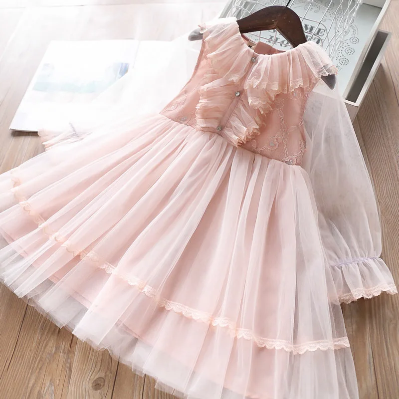 Весеннее кружевное платье для маленьких девочек; детское платье;