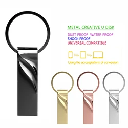 Clé USB en métal personnalisable avec logo, support à mémoire de 8GB 16gb 32gb 64gb 128gb, lecteur Flash 