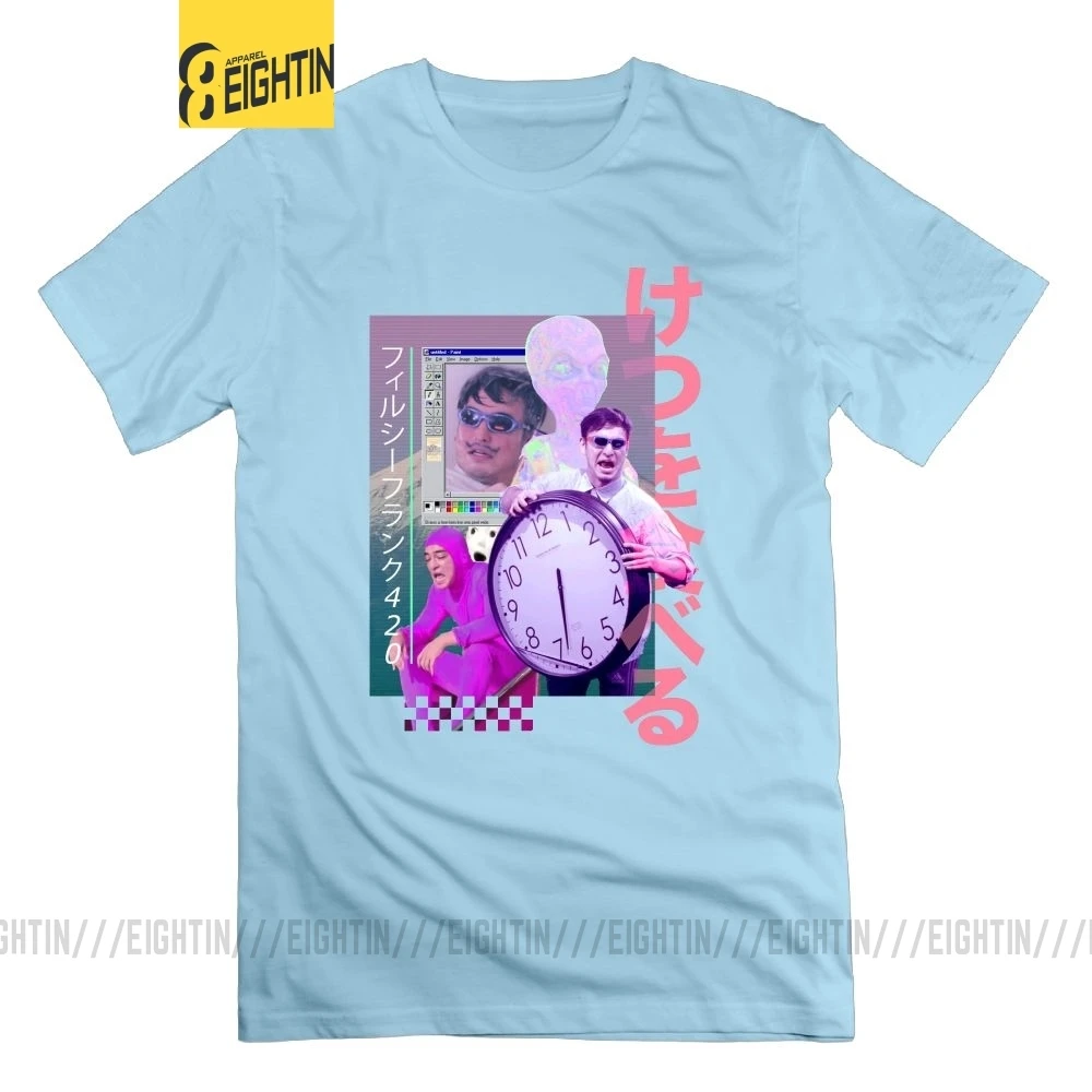 Небесно-голубой Eightin Vaporwave грязный Франк 420 Футболка хлопок большой размер Crewneck печатные футболки для мужчин футболки с коротким рукавом подарок - Цвет: Небесно-голубой