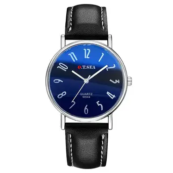 

Men Fashion Watch Waterproof Casual Blue Glass Belt Quartz Movement Watch Round Dial Wristwatch Gift