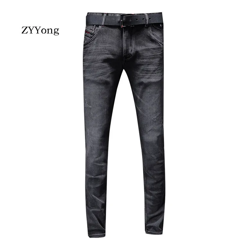 

ZYYong High Quality Simple Retro Standard Straight Jeans Men Casual Classic Fashion Style Denim Trousers Men Grey Pants