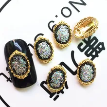 Японский стиль знаменитостей металлический декоративный узор Мерцающий Порошок Смола эллипса роспись ногтей фототерапия кристалл невесты