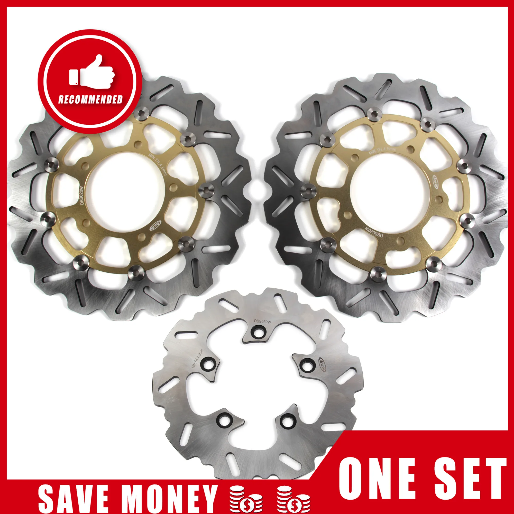 Gold Front Rear Араши 1 компл GSX-1000R 2005-2008 ЧПУ передние и задние тормоза дисковые роторы для SUZUKI GSXR1000 GSX100R GSX2005 2006 2007 2008 K7 K8 - Цвет: Gold Front Rear