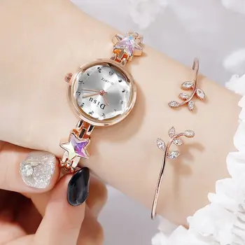 

Women Watches Ladies Bracelet Watch Casual Alloy Quartz Wristwatch Clock Starry Round Dial Bracelet Watches