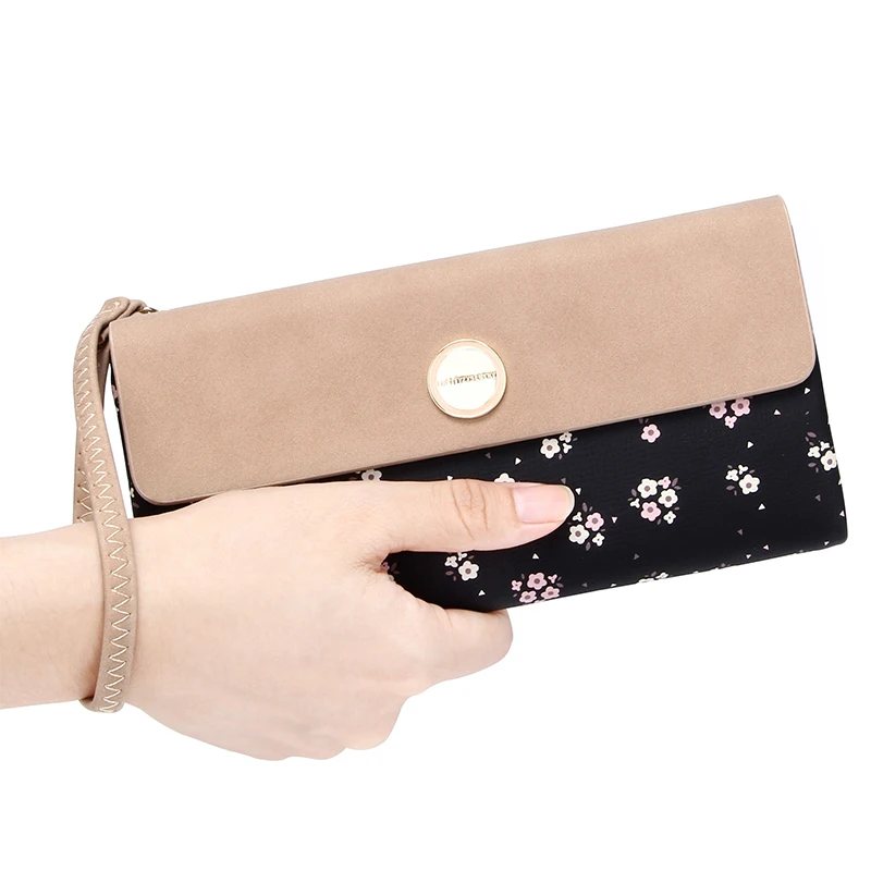 

Zipper Coin Purses Credit Card Holders Fashion Flower Clutch Wallet Lady Solid Pu Leather Long Wallets for Women Phone Pack