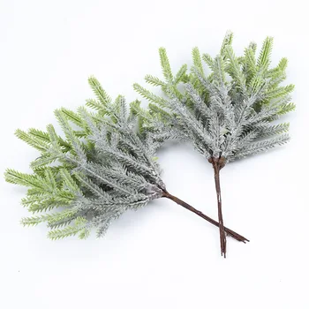

2pcs 19cm Artificial Plants Pine Leaves Branches Fake Plastic Flower Home Decor Party Decoration DIY Christmas Tree Handcraft