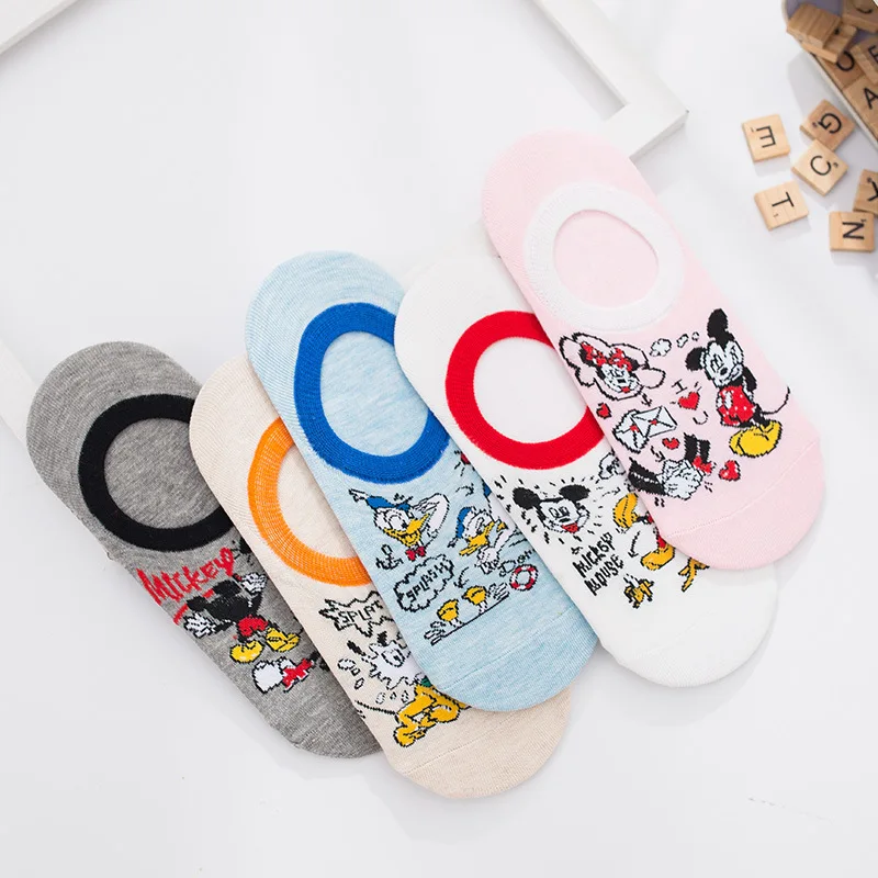 Диснеевские нескользящие носки-невидимки Disney Хлопковые гольфы Микки