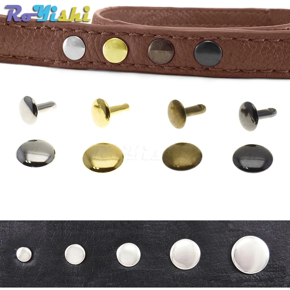 100Pcs Metal Round Double Cap Rivets Studs for Leather Craft and Accessories