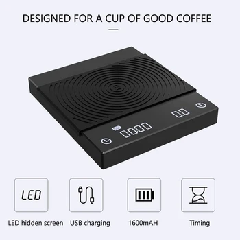 

Coffee Scale Portable Smart Digital Food Scale Electronic Drip Coffee Scale with Timer 2Kg Black