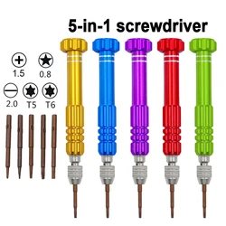 Juego de destornilladores 5 en 1 Torx, herramienta de reparación de apertura multifuncional, destornillador de precisión para teléfonos, tabletas y PC