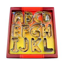 Large Size 26 English Letters Alphabet Cookie Cutters Set Gift Package Fondant Cake Mold Stainless Steel DIY Biscuit Baking Tool