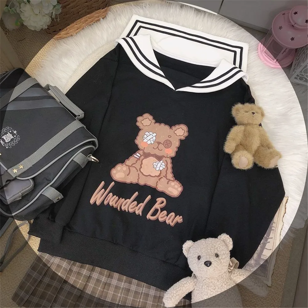 Waliicorners Cute Bear Hoodie Sailor Collar Casual Harajuku Gothic Sweatshirt 16 Hdf654cd65f654c74bb62d78baea3d75dV