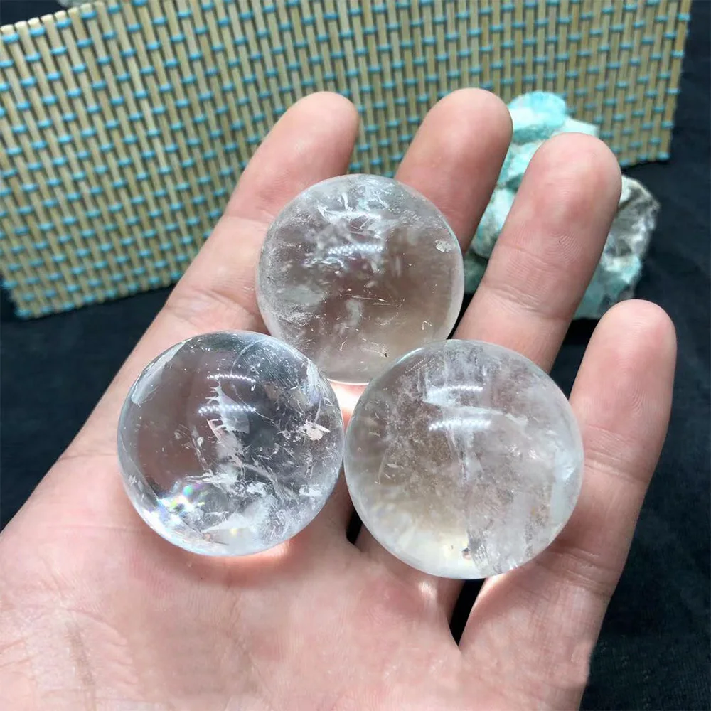 Natural White Clear Quartz Crystal Ball Polished Healing