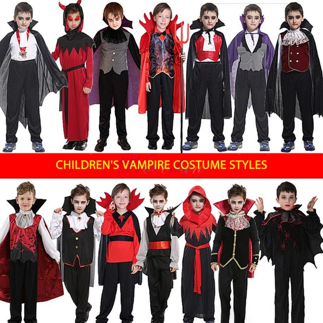 Fantasia vampiro gótico para crianças, traje infantil para meninas, dia das  bruxas, cosplay, vampiro - AliExpress