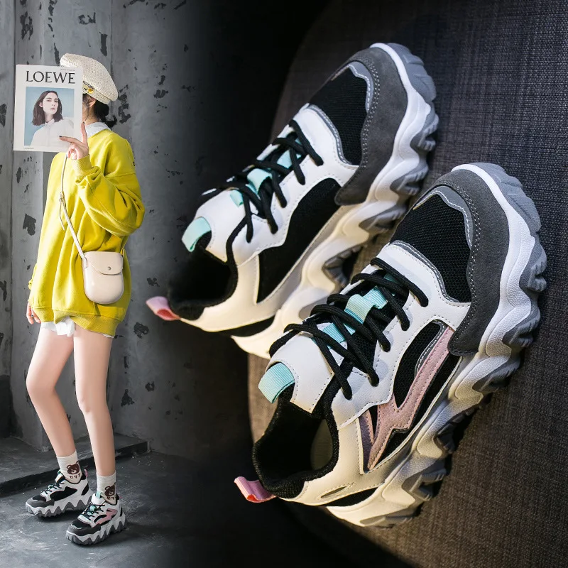 Women's shoes casual sneakers women's sneakers Fasion lace-up breathable mesh walking shoes women Tenis Feminio