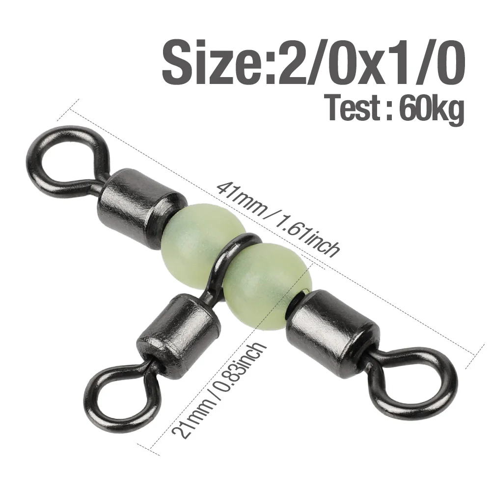0x1 41mm DONQL 5/20 шт. 3 Way T-shape форме, благодаря чему создается ощущение невесомости с рыболовные световой Роллинг баррель поворотное кольцо рыболовный крючок приманки соединительная линия с бисером для рыбалки - Цвет: 0x1 41mm