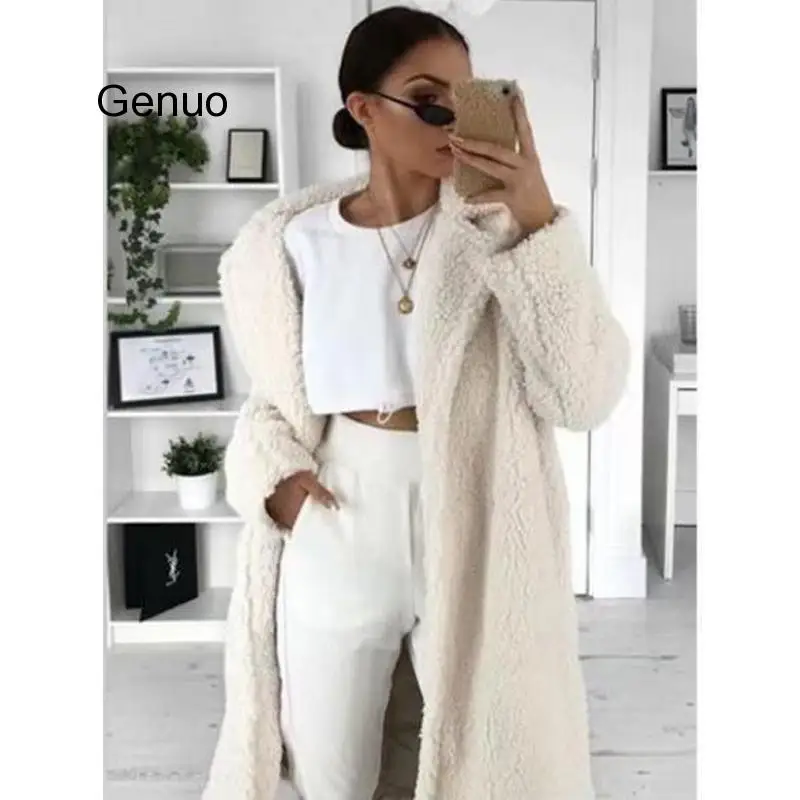 Autumn Winter Faux Fur Teddy Coat Women 2020 Casual  Long Jacket Female Thick Warm Black Outwear Manteau Fourrure Femme