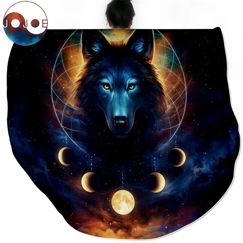 

Dream Catcher by JoJoesArt Round Blanket Moon Eclipse Bedding Wolf Bed Blanket Galaxy Soft Fluffy Fleece Blanket For Kids Adults