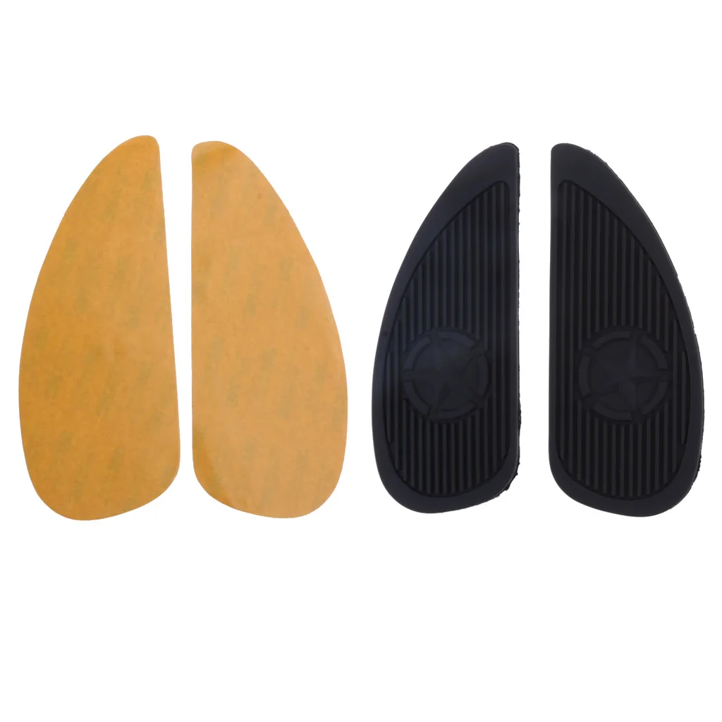 Motorbike Tank Traction Side Pads Gas Fuel Knee Grip Decal Black Rubber