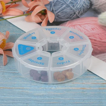

Round Moisture-proof Tablet Pill Holder 7 Days Weekly Pill Box Dispenser Travel Organizer Container Dispenser Solitters Box