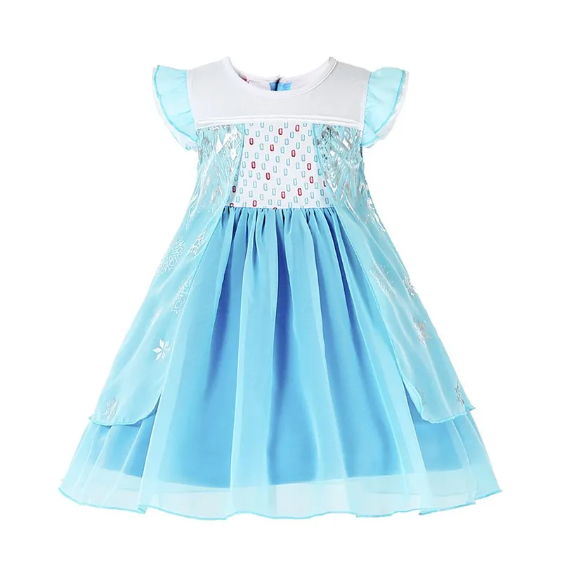 Elsa Dress VOGUEON/нарядное платье принцессы Софии для девочек; летнее повседневное Хлопковое платье для сна; Рапунцель; Белоснежка; Эльза; Алиса; костюм на Хэллоуин - Цвет: Elsa Dress