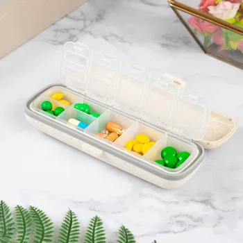 

Pill Box Household Small Medicine Box Multi Pill box Thickened Sealed Storage Box Portable portable Mini Double Box(10 boxes)