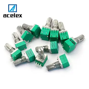 

5pcs RV097NS 5K 10K 20K 50K 100K 500K with a switch audio 5pin shaft 15mm amplifier sealing potentiometer