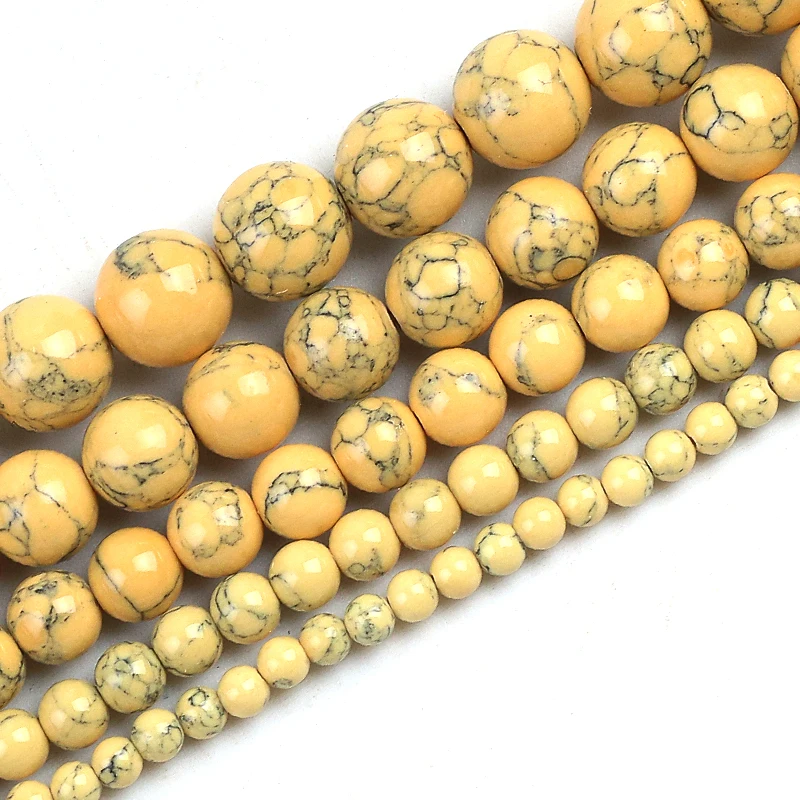 Lots 15'' Natural Yellow Turquoise Gemstone Spacer Loose Beads Craft 4/6/8/10MM 
