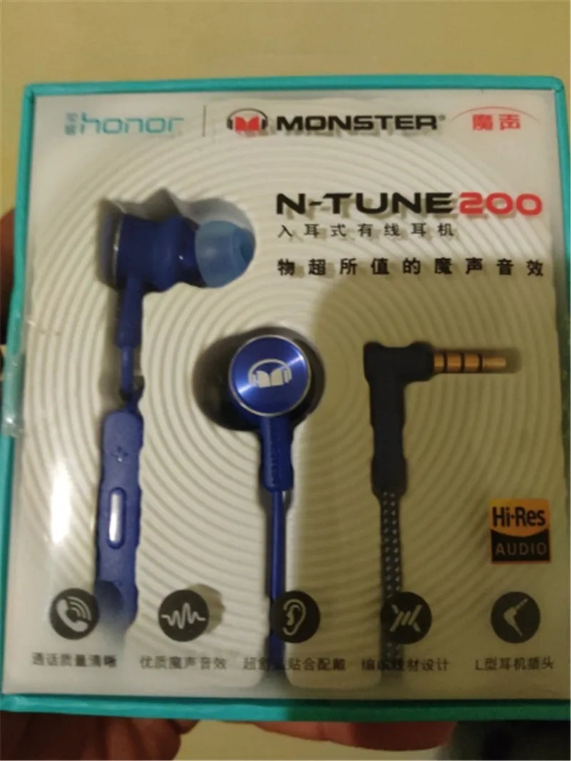 Оригинальные наушники huawei Honor для Monster 2 Hi Res AM17 3,5 мм, наушники-вкладыши с пультом дистанционного управления и микрофоном, проводная гарнитура 1,2 м