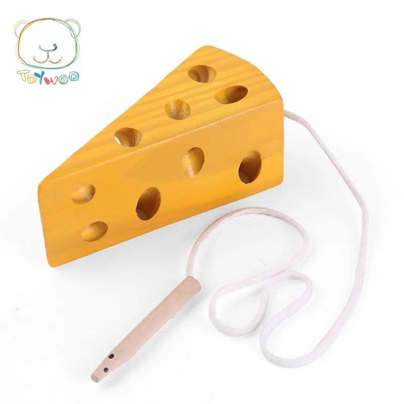 

CHILDREN'S Early Education Toy Threading Cheese Mouse Wear Cheese Wooden Baby Educational Threading Toy Threading Game