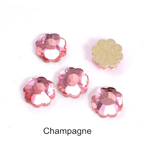 Champagne 20 шт 6 мм в форме цветка K9 не горячая фиксация стразы с плоской задней стороной для дизайна ногтей Стразы из стекла со стразами для украшения ногтей B1339 - Цвет: Champagne