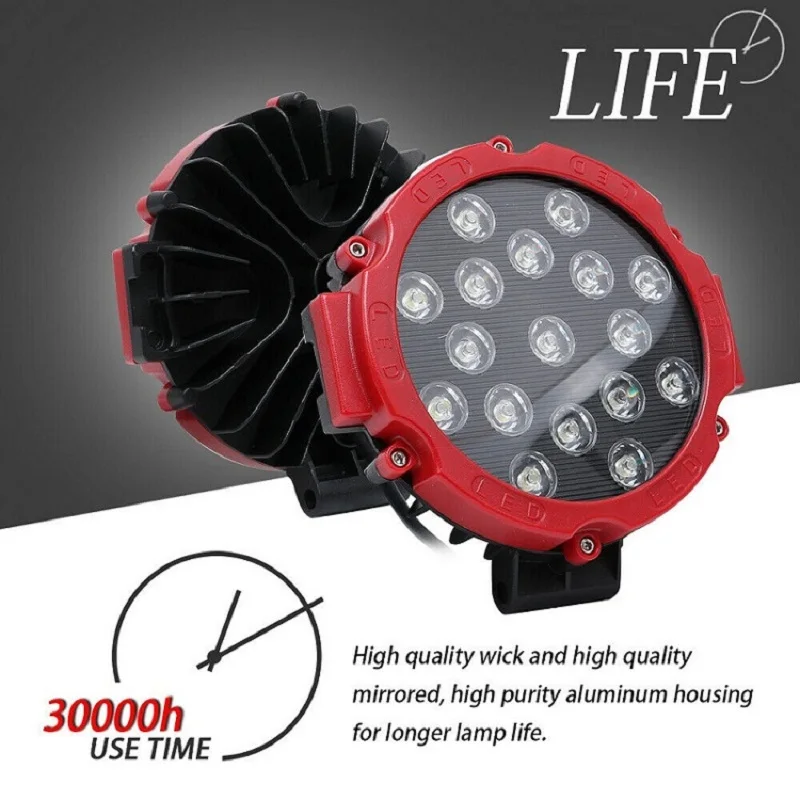 Cena OKEEN 12V 24V latarka podłużna led do pracy W terenie 7 cal 51W okrągłe led światła do samochód 4x4 samochód terenowy ciągnika ATV SUV jazdy światła przeciwmgielne