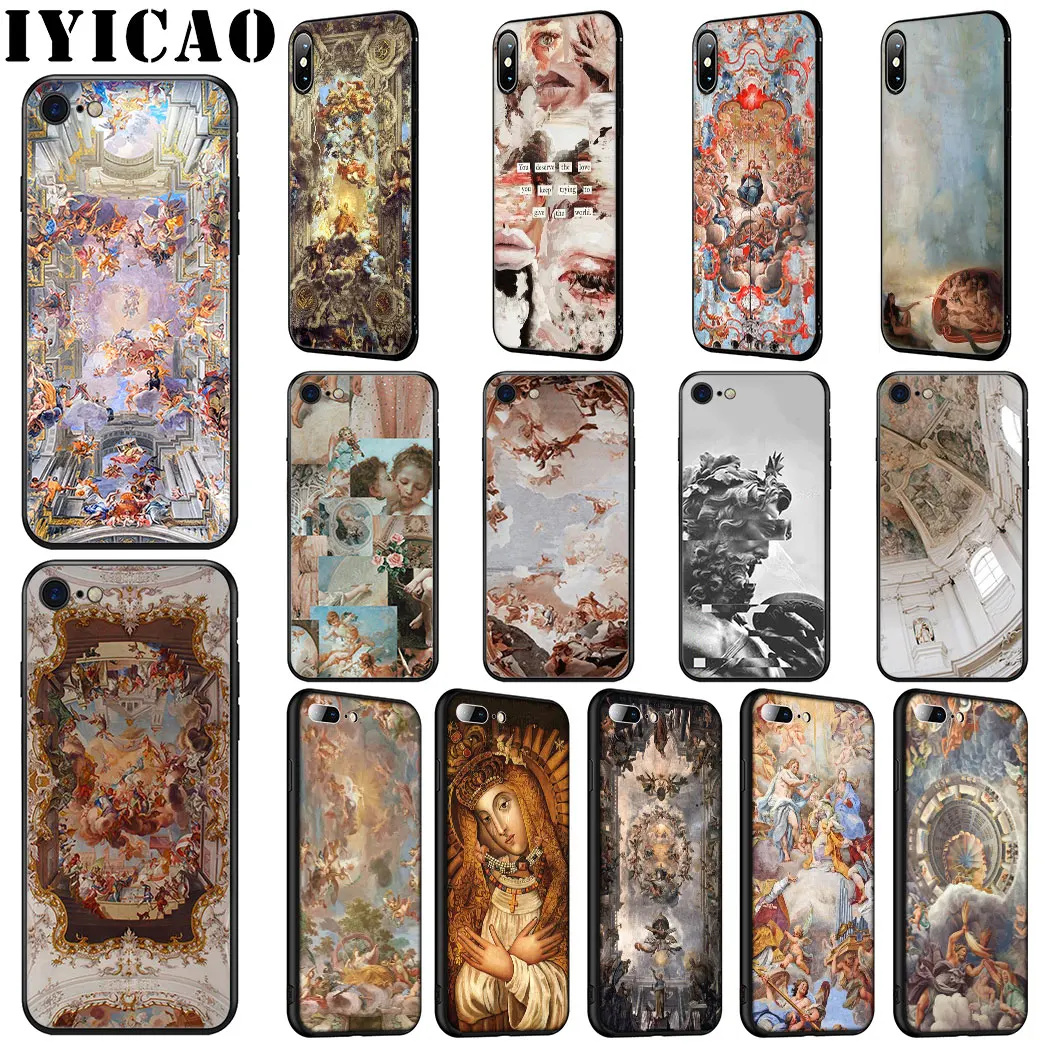 IYICAO Madonna Church frescoes Angel Soft Silicone Case for iPhone 11 Pro Max XR X XS 6 6S 7 8 Plus 5 5S SE Phone |