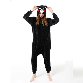 

Adult Kumamon Pajamas Winter Women Flannel Sleepwear Unisex Cute Cartoon Animal Pajama Set Kids Hooded Pyjamas Sleepwear