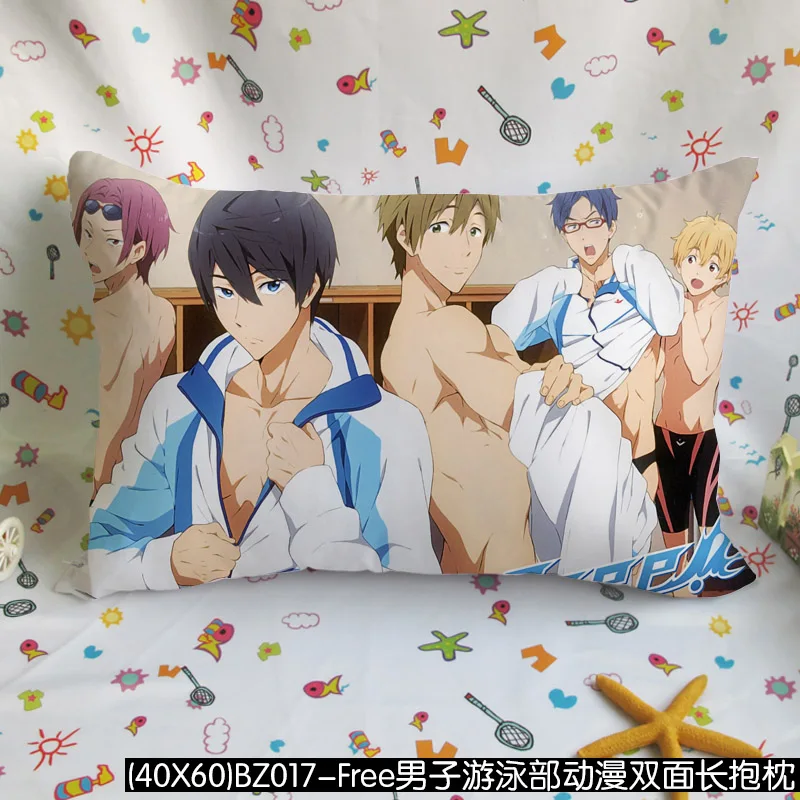 (40X60)BZ017-Free男子游泳部动漫双面长抱枕（配色丁枕芯）