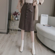 Модная новинка года; серия han; однобортные юбки в стиле Джокер; Посылка; длинные юбки с разрезом