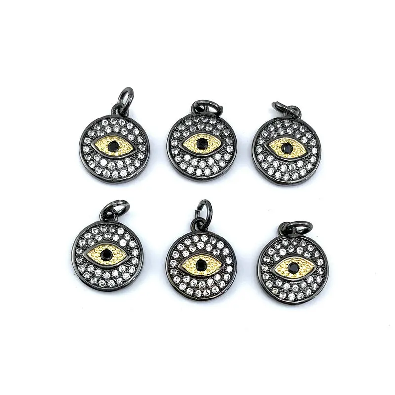 Black pendant 20pcs 10 шт., женское ожерелье, модные ювелирные изделия, CZ настройка, поп-Амулеты, дизайн с маленькими глазами, 4 цвета можно оптом - Окраска металла: Black pendant 20pcs