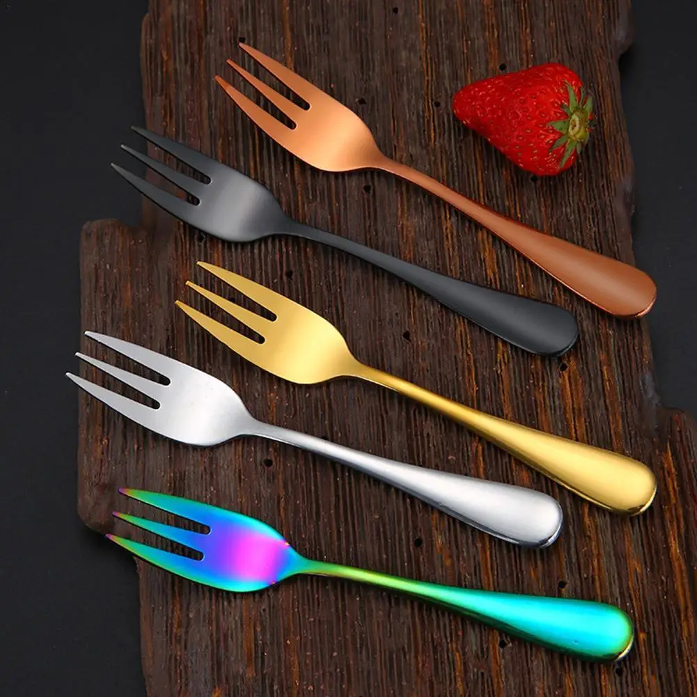 1pcs Tea Forks Set Steel Small Fork Gold Fruit Fork Dessert Fork For Cake Snack Black Salad Fork