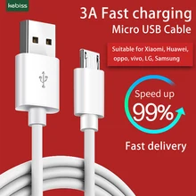 Kebiss micro cabo usb 3a carga rápida cabo de dados usb para samsung xiaomi lg tablet android telefone móvel usb cabo de carregamento