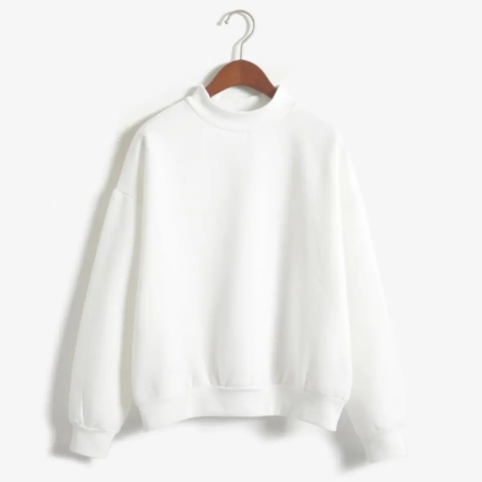  Hoodies Cotton solid color to map custom 2D Diverse creative style High Collar Women Long-sleeved S